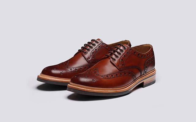 Grenson Archie Mens Brogues in Tan Leather GRS113684